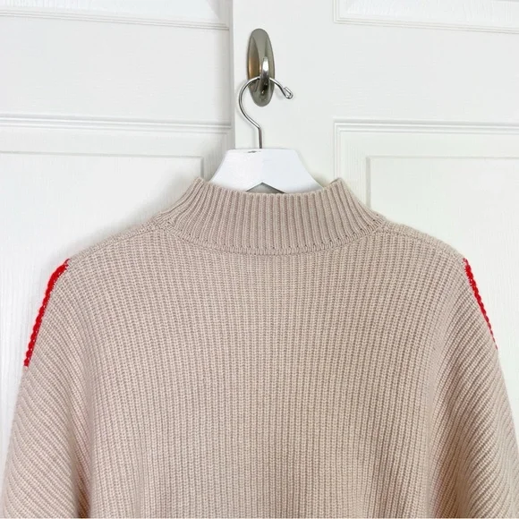 Ted Baker Gorgiey Chevron Stripe Mock Neck Sweater Blush Orange Wool Blend Sz M - Picture 7 of 10